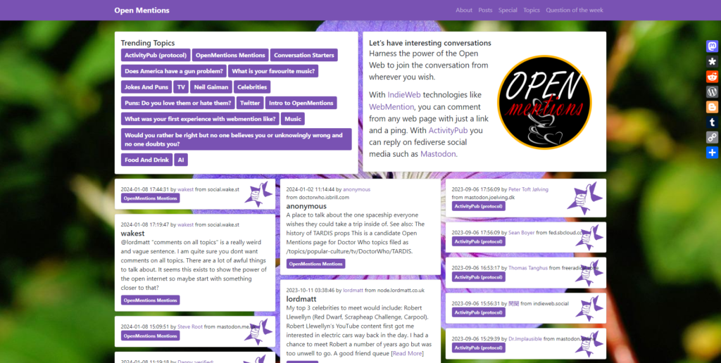 screenshot of the nicer looking site design